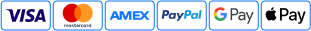 We accept Mastercard, Visa, American Express, PayPal and Discover